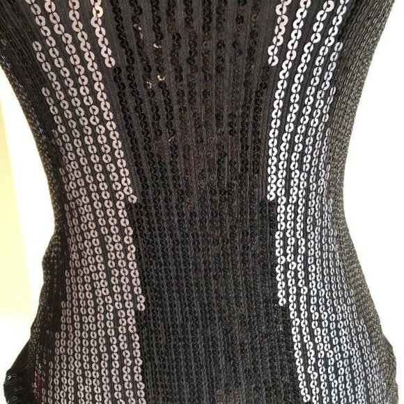 Express Women's Size XS Black Sequin Tank Top Ribbed Shirt Top Sleeveless Shirt - Picture 8 of 8